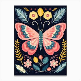 Butterfly With Flowers And Leaves Canvas Print
