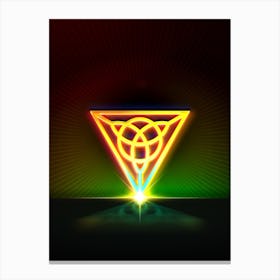 Neon Geometric Glyph in Watermelon Green and Red on Black n.0237 Canvas Print