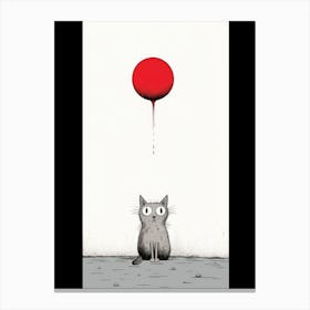 Red Balloon Cat Canvas Print