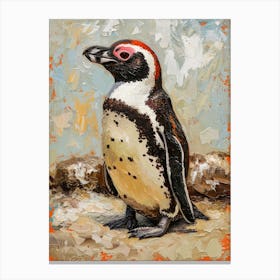 African Penguin Santiago Island Oil Painting 1 Canvas Print