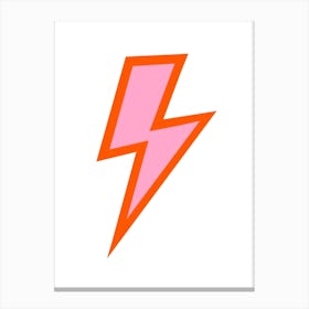 Lightning Bolt Pink with Orange Outline Canvas Print