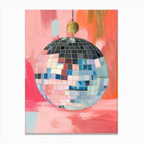 Preppy Disco Ball Pink Canvas Print