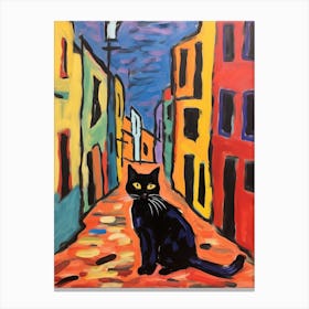 Painting Of A Cat In Bologna Italy Canvas Print