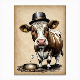 Cow In Hat 2 Canvas Print