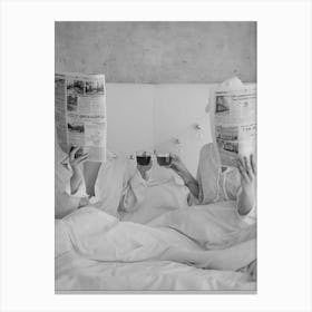 Women Drinking Wine In Bed Canvas Print