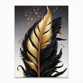 Black And Gold Feather Canvas Print