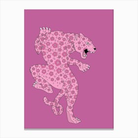 Pink floral tattoo leopard Canvas Print