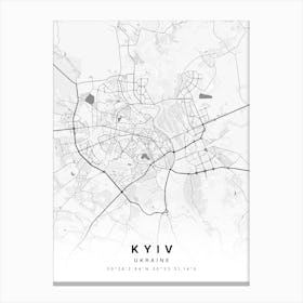 Kyiv Ukraine White Map Canvas Print