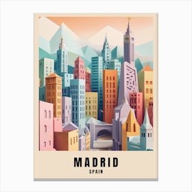 Madrid City Travel Poster Spain Low Poly (6) Canvas Print