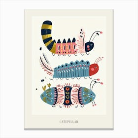 Colourful Insect Illustration Catepillar 5 Poster Canvas Print
