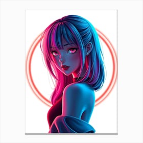 Anime Girl in Neon Canvas Print