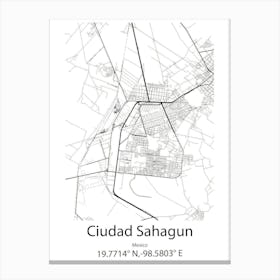 Ciudad Sahagun,Mexico Minimalist Map Canvas Print