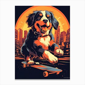 Bernese Mountain Dog Skateboarding Illustration 2 Canvas Print