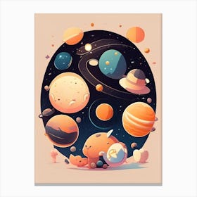 Astrophysics Kawaii Kids Space Canvas Print