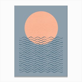 Ocean Wave Sunset - Minimalist Modern Graphic Abstract Canvas Print