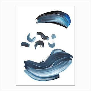 Realistic Grey Blue Paint Strokes Canvas Print