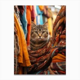 Realistic Photography As A Cat Roaming Through The Market Stands 2 Canvas Print