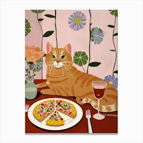 Cat And Pizza 3 Canvas Print