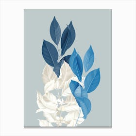 Blue And White Leaves Canvas Print
