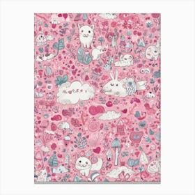 Pink Doodles 1 Canvas Print