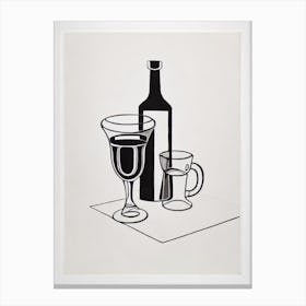 Brandy Alexander Picasso Line Drawing Cocktail Poster Canvas Print