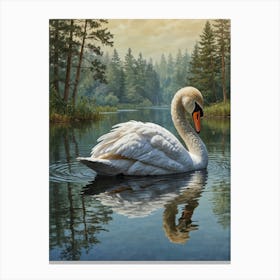 Swan In The Water Canvas Print