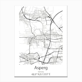 Asperg,Germany Minimalist Map Canvas Print