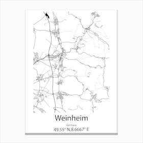 Weinheim,Germany Minimalist Map Stampe su tela