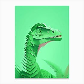 Velociraptor Cute Mint Dinosaur Canvas Print