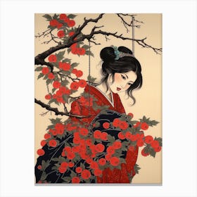 Ume Japanese Plum 1 Vintage Japanese Botanical And Geisha Canvas Print