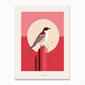 Minimalist Dipper 2 Bird Poster Canvas Print
