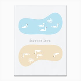 Forever Love - Swan Family Canvas Print