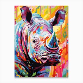 Rhino In The Wild Pop Art Retro 1 Canvas Print