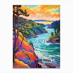 Deception Pass State Park Retro Pop Art 5 Canvas Print