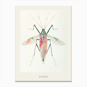 Colourful Insect Illustration Katydid 9 Poster Canvas Print