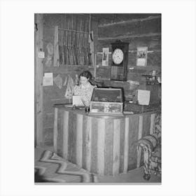 Manageress Of Navajo Lodge At The Desk, Datil, New Mexico By Russell Lee Canvas Print