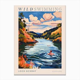 Wild Swimming At Loch Achray Scotland 4 Poster Canvas Print