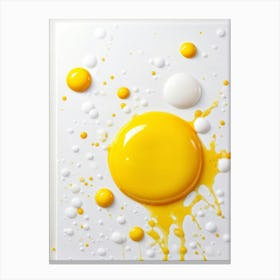 Sheet Of Paper Adorned With 3d Splashes Of Signal Yellow And White In Glossy Varnish Deep Embossed Canvas Print