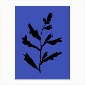 Oak Leaves On Blue Background Canvas Print