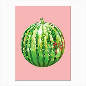 Disco Ball Watermelon Pink Art Disco Poster Trendy Aesthetic Art Food Kitchen Canvas Print