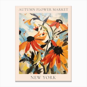 Autumn Flower Market Poster New York Canvas Print