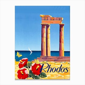 Rhodos, Greece, Ancient Architecture On The Coast Canvas Print