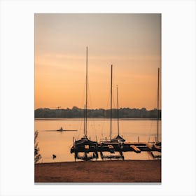 Sunrise Sailboats On Alster Lake, Hamburg Canvas Print