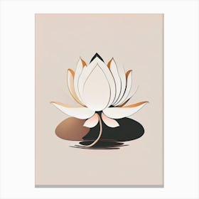 Blooming Lotus Flower In Lake Retro Minimal 1 Canvas Print