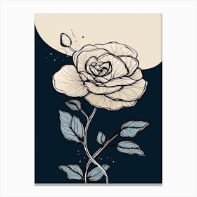 Line Art Roses Flowers Illustration Neutral 5 Canvas Print