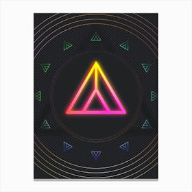 Neon Geometric Glyph in Pink and Yellow Circle Array on Black n.0142 Canvas Print