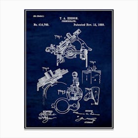 Thomas Edison Phonograph 1889 Canvas Print