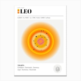 Leo,  Astrology, Zodiac Aura, Gradient Poster 1 Canvas Print