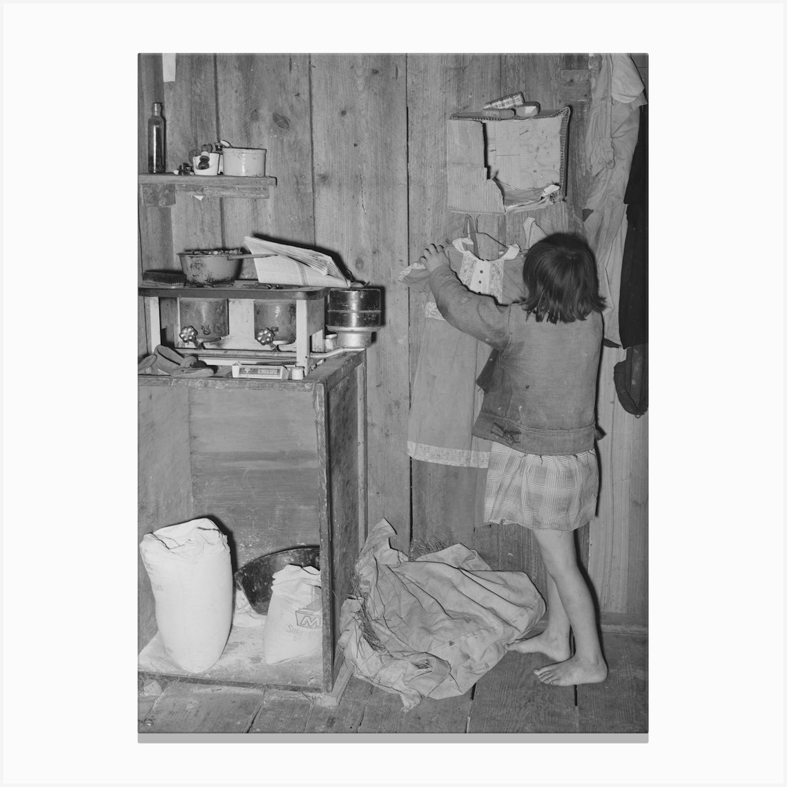 Corner Of Combined Kitchen Bedroom In House Provided For Migratory Berry Pickers Near Ponchatoula, Louisiana Canvas Print by Fy! Classic Art Prints