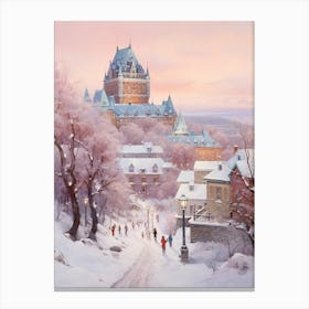 Dreamy Winter Painting Quebec City Canada 2 Canvas Print